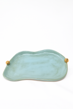 Bandeja Donna em Cerâmica e Ouro - 27x18 cm