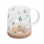 Caneca Suculentas em Vidro e Tampa de Bambu - 330ml
