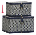 Caixa Retangular com Trama Azul Marinho e Dourado