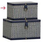 Caixa Retangular com Trama Azul Marinho e Dourado