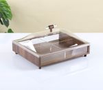 Bandeja em Madeira e Acrílico com Divisórias - 12x31x26 cm