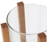 Vaso em Vidro com Base em Madeira - 21x15,5 cm