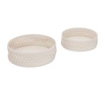 Jogo de Centros de Mesa Trançados em Couro Sintético Off White com 2 peças