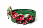 Cachepô Hibiscos em Faiança com Pássaro - 26x36x28 cm