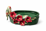 Cachepô Hibiscos em Faiança com Pássaro - 26x36x28 cm