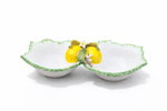 Petisqueira Duo Limão Siciliano em Faiança - 10x28x14 cm