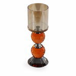 Castiçal em Cristal Fumê e Laranja