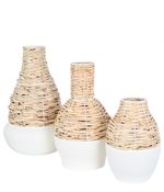 Vaso Trio Rattan e Junco com 3 peças