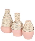 Vaso Trio Rattan e Junco com 3 peças