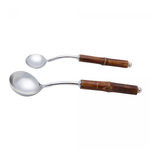 Jogo de Conchas para Servir em Aço Inox e Bambu com 2 peças