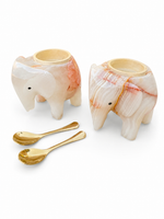 Porta Saleiro e Pimenteiro Elefante em Ônix com 2 peças - 7x6,5x7 cm 
