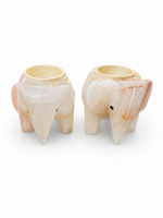 Porta Saleiro e Pimenteiro Elefante em Ônix com 2 peças - 7x6,5x7 cm 