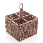 Porta Talheres Quadrado em Sisal com 4 divisões - 21x15 cm