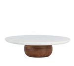 Centro de Mesa em Mármore com Base em Madeira - 8,5x30 cm
