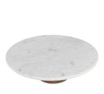 Centro de Mesa em Mármore com Base em Madeira - 8,5x30 cm