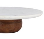 Centro de Mesa em Mármore com Base em Madeira - 8,5x30 cm