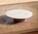 Centro de Mesa em Mármore com Base em Madeira - 8,5x30 cm