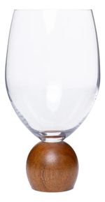 Jogo de Taças  em Cristal e Base em Madeira Acacia com 2 peças 