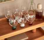 Jogo de Taças  em Cristal e Base em Madeira Acacia com 2 peças 
