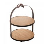 Porta Doces com 2 andares em Metal e Bambu - 19,5x26 cm