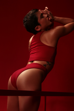ASA DELTA KI CANELADA CEREJA | KI CHERRY RIBBED HOT PANTS