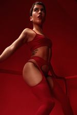 TANGA KI CANELADA CEREJA | KI CHERRY RIBBED CHEEKY SHORTS