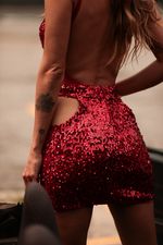SAIA PEEKABOO PAETÊ RUBI | PEEK-A-BOO RUBY SKIRT