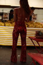 CALÇA BARDOT PAETÊ VERMELHO | RED SEQUIN BARDOT PANTS