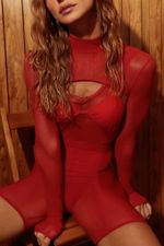 BOLERO LARA TULE VERMELHO | RED TULLE LARA BODYSUIT