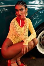 BODY CINDY LACE AMARELO | YELLOW LACE CINDY BODYSUIT