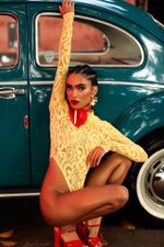 BODY CINDY LACE AMARELO | YELLOW LACE CINDY BODYSUIT