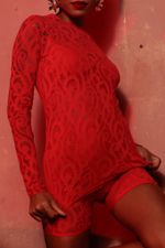 BLUSA SEGUNDA PELE LACE VERMELHA | RED LACE SECOND SKIN TOP
