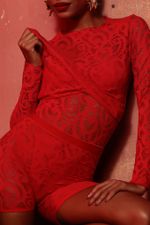 BLUSA SEGUNDA PELE LACE VERMELHA | RED LACE SECOND SKIN TOP