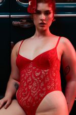 BODY DEMI LACE VERMELHO | RED LACE DEMI BODYSUIT