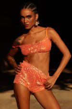 TOP VENTO PAETE LARANJA | ORANGE SEQUINS VENTO TOP