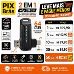PENDRIVE  64GB 2 EM 1 - H'MASTOM HM-TF64