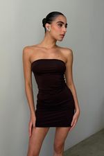 Vestido Under Tomara-que-caia Café | Under Strapless Coffee Dress