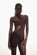Mini Saia Tule Argola Marrom | Brown Ring Mini Skirt