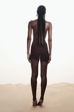 Mini Saia Tule Argola Marrom | Brown Ring Mini Skirt