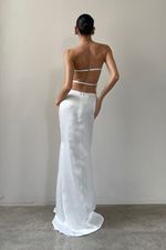 Vestido Tomara que Caia Cetim Off White - SOL BRAND X THAISE JURIATTI