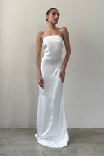 Vestido Tomara que Caia Cetim Off White - SOL BRAND X THAISE JURIATTI