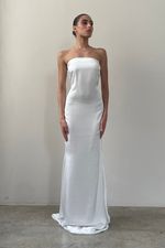 Vestido Tomara que Caia Cetim Off White - SOL BRAND X THAISE JURIATTI