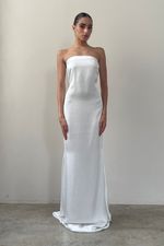 Vestido Tomara que Caia Cetim Off White - SOL BRAND X THAISE JURIATTI