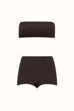 Short Under Cintura Alta Café | High-Waist Under Shorts Coffee