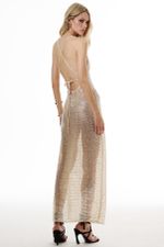 Vestido Palha Paetê Longo | Long Straw Sequin Dress