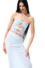 Top Cruzado Tule Ice Blue | Ice Blue Crossed Tulle Top