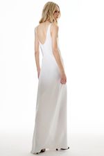 VESTIDO CETIM LONGO SOL X THAISE JURIATTI OFF WHITE | Sol x Thaise Juriatti Long Satin Off-White Dress