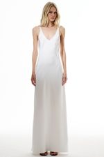 VESTIDO CETIM LONGO SOL X THAISE JURIATTI OFF WHITE | Sol x Thaise Juriatti Long Satin Off-White Dress