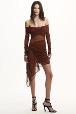 Vestido Liah Tule Marrom | Liah Brown Dress