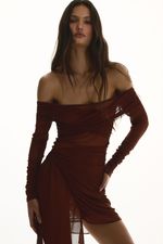 Vestido Liah Tule Marrom | Liah Brown Dress